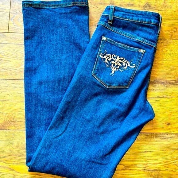 LAWMAN DENIM STRETCH 5 POCKET JEANS W/EMBELLISHED BACK POCKETS 5/6 NEW - Picture 2 of 16